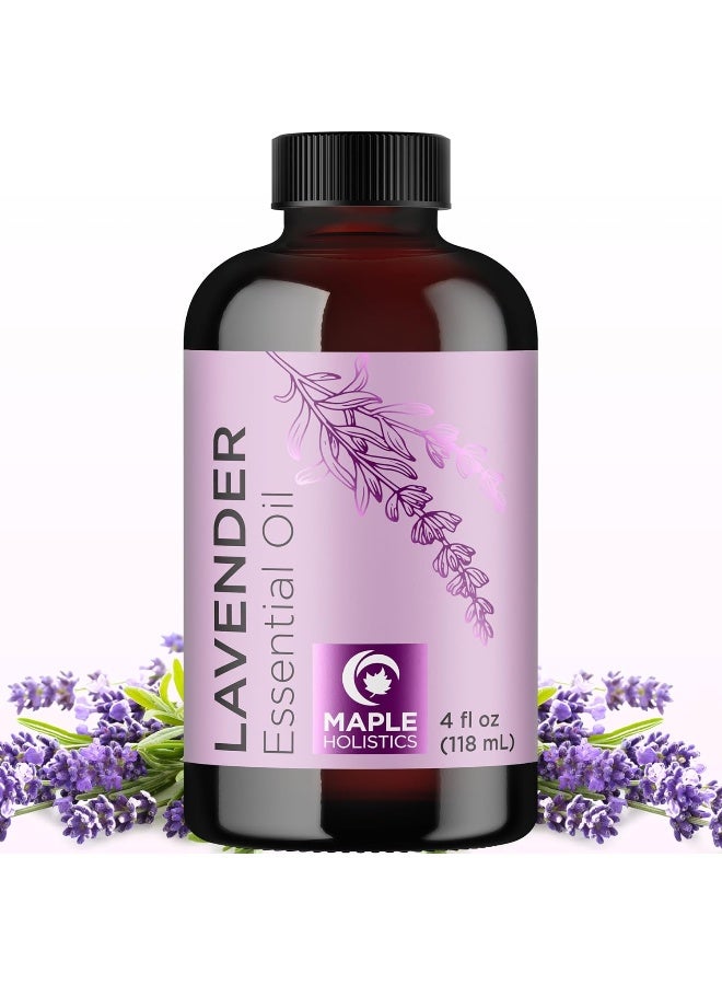 Maple Holistics Pure Lavender Essential Oil 4oz - Relaxing Lavender Oil Essential Oil for Diffuser Aromatherapy Sleep and Mood - Pure Lavender Oil for Hair Skin and Nails Plus Calming Aromatherapy Oil for Diffuser - Image 1